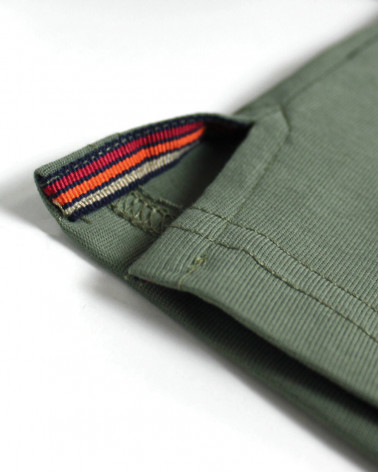 patte d'ouverture latérale du Polo homme manches longues Yaka Otago rugby kaki
