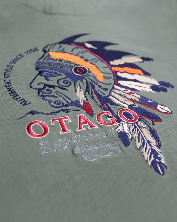 broderie dos du Polo homme manches longues Yaka Otago rugby kaki