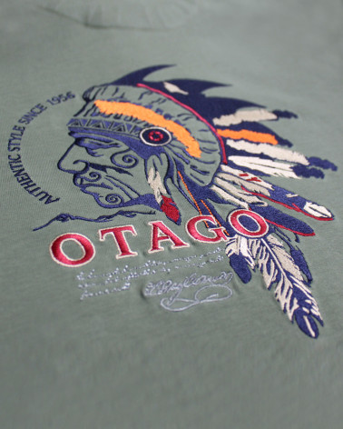 broderie dos du Polo homme manches longues Yaka Otago rugby kaki