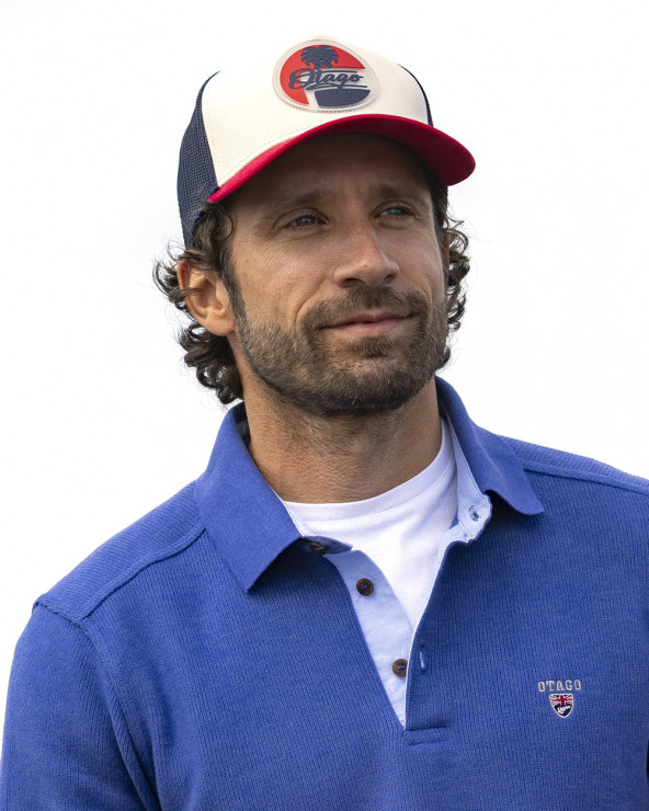 détail du Polo manches longues pour homme 25POML1 Otago rugby bleu lavande