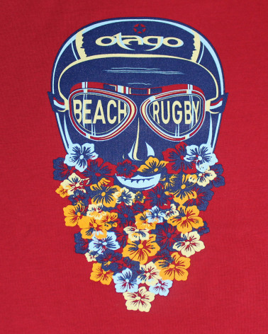 graphisme du Tee-shirt Caskabarb Otago rugby bordeaux hibiscus pour homme