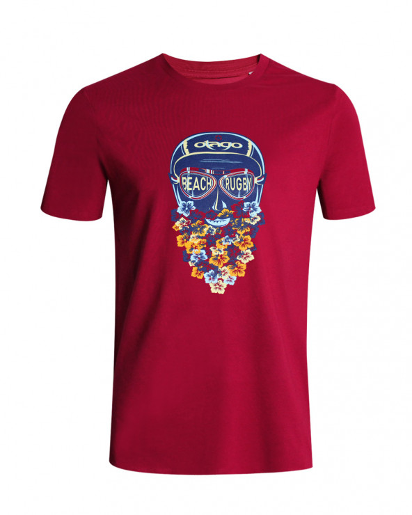 face du Tee-shirt Caskabarb Otago rugby bordeaux hibiscus pour homme