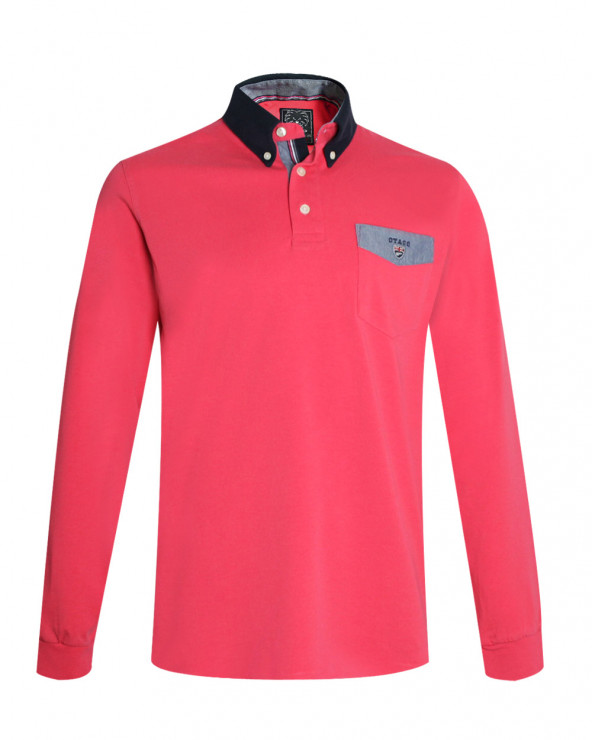 face du Polo corail homme manches longues Otabasic Otago rugby