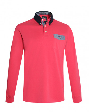 face du Polo corail homme manches longues Otabasic Otago rugby