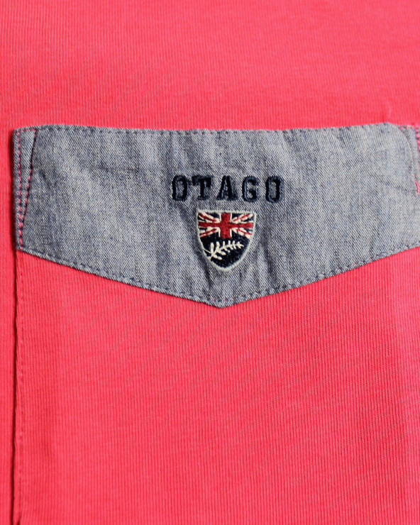 poche brodée du Polo corail homme manches longues Otabasic Otago rugby