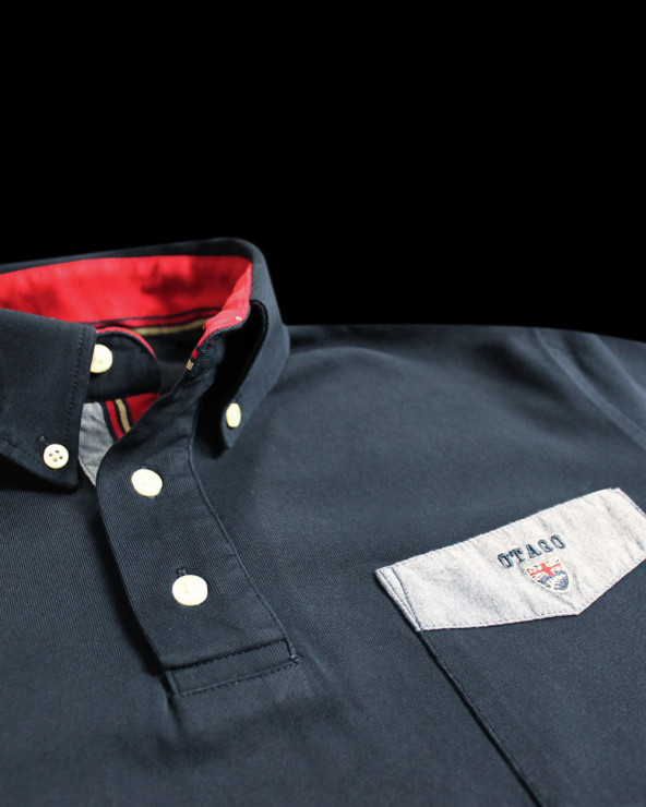 détail du Polo marine homme manches longues Otabasic Otago rugby