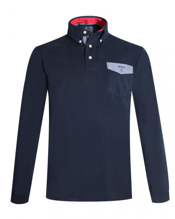 Polo marine homme manches longues Otabasic Otago rugby
