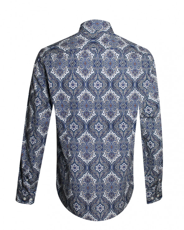 dos de la chemise manches longues pour homme 285 Otago bleu marine