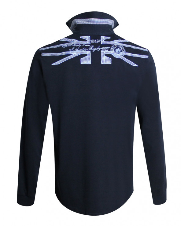 Dos du Polo Homme manches longues Otago rugby Bruno bleu marine