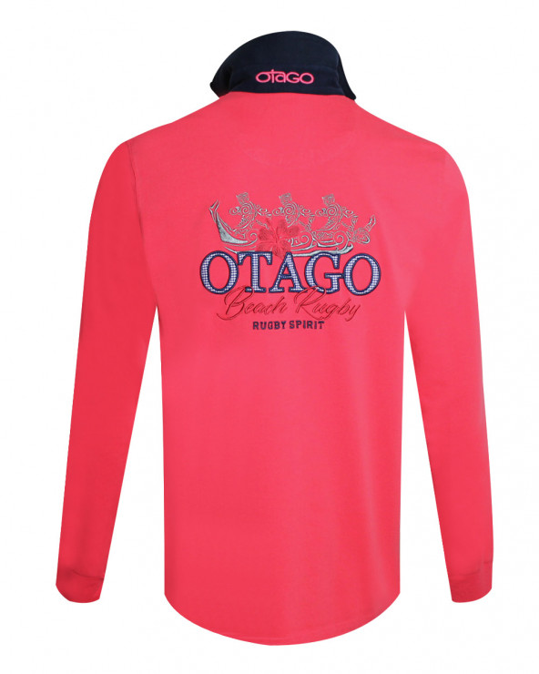 dos du Polo Homme manches longues Otago rugby Spiripague corail