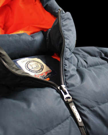 détail du col de la doudoune Lookly Otago bleu marine pour homme