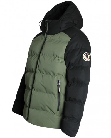 Profil de la doudoune Lookly Otago kaki et noire pour homme