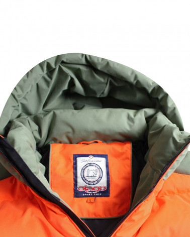col de la doudoune Lookly Otago orange et kaki pour homme