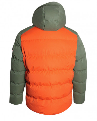 dos de la doudoune Lookly Otago orange et kaki pour homme
