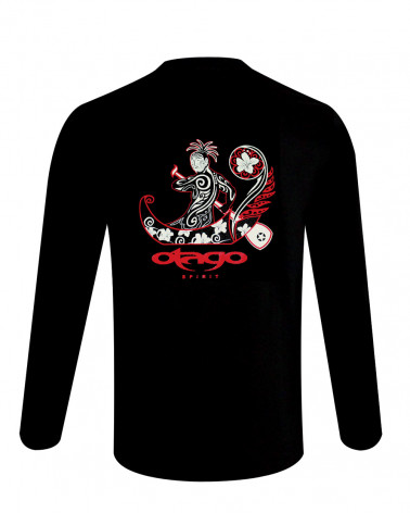 Tee shirt Wave Otago manches longues rugby noir coton pour homme