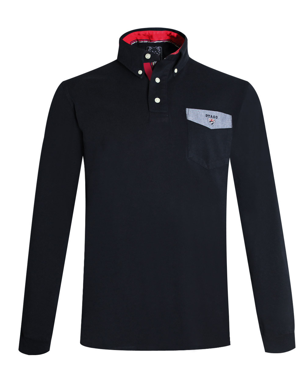 face du Polo noir homme manches longues Otabasic Otago rugby