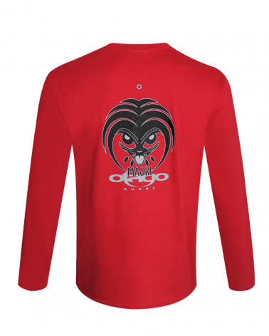 dos du Tee shirt LANG Otago rugby rouge manches longues pour homme