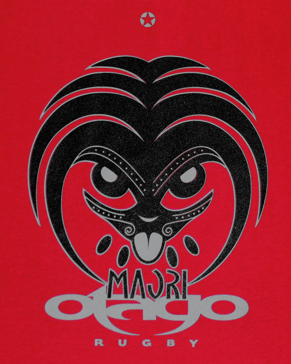 visuel sérigraphié du Tee shirt LANG Otago rugby rouge manches longues pour homme