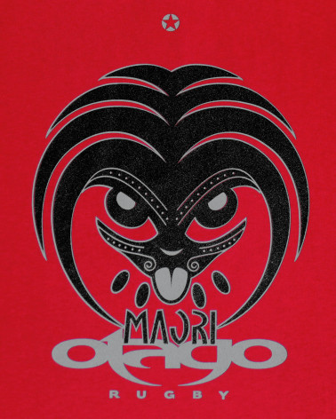 visuel sérigraphié du Tee shirt LANG Otago rugby rouge manches longues pour homme