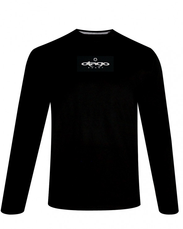 face du Tee shirt Wave Otago manches longues rugby noir coton pour homme