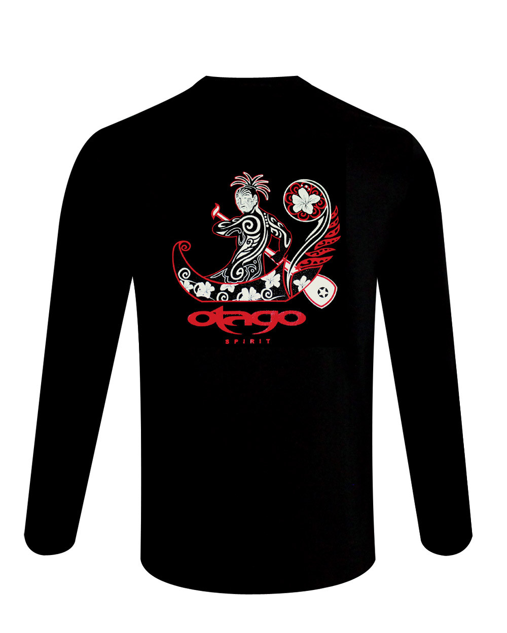 dos du Tee shirt Wave Otago manches longues rugby noir coton pour homme