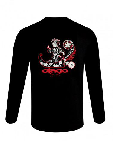 dos du Tee shirt Wave Otago manches longues rugby noir coton pour homme