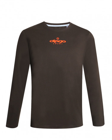 face du Tee shirt Tortue7 Otago manches longues rugby chocolate coton pour homme