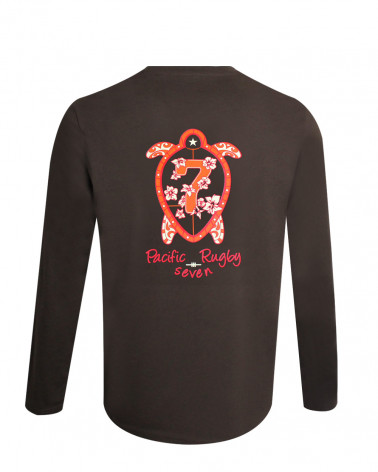 dos du Tee shirt Tortue7 Otago manches longues rugby chocolate coton pour homme