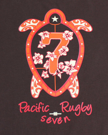 visuel sérigraphié du Tee shirt Tortue7 Otago manches longues rugby chocolate coton pour homme