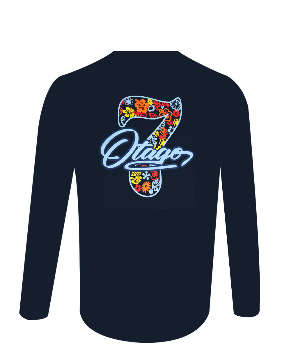 dos du Tee shirt manches longues pour homme Flosset Otago rugby bleu marine