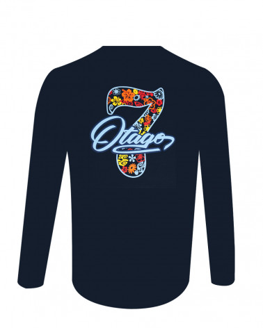 dos du Tee shirt manches longues pour homme Flosset Otago rugby bleu marine