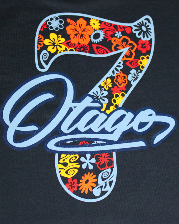 visuel sérigraphié du Tee shirt manches longues pour homme Flosset Otago rugby bleu marine