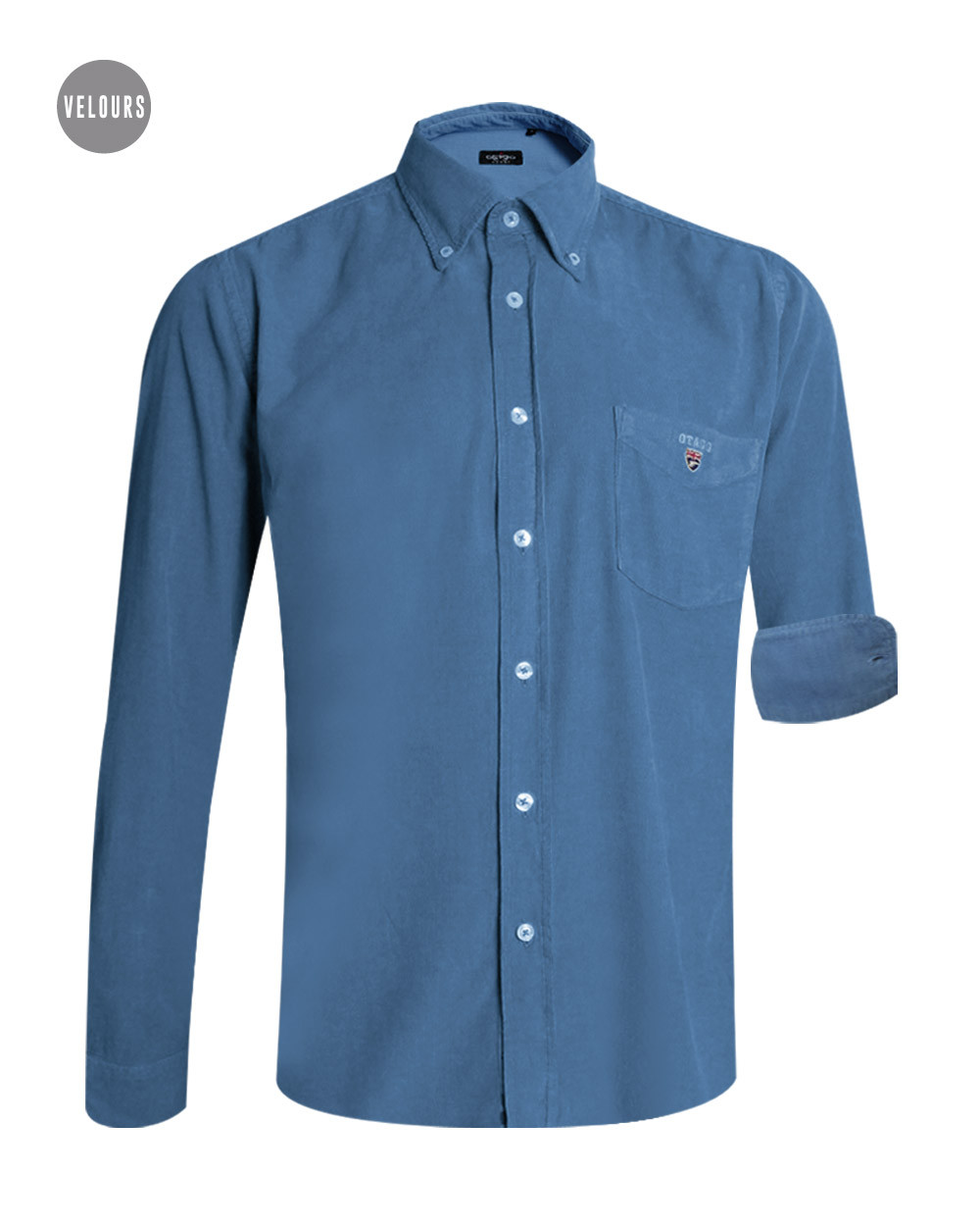 Chemise homme manches longues Velours Otago rugby cornet blue
