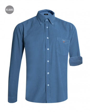 Chemise homme manches longues Velours Otago rugby cornet blue