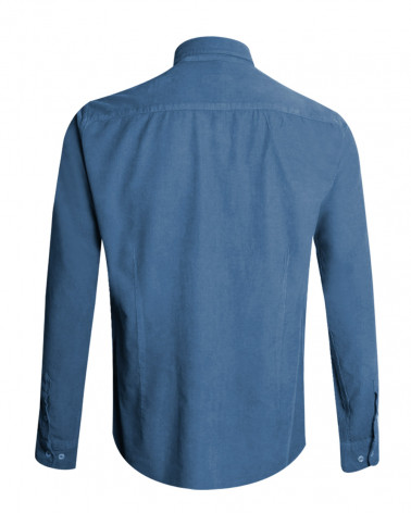 dos de la Chemise homme manches longues Velours Otago rugby cornet blue