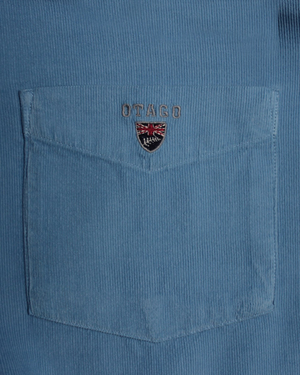 broderie côté cœur de la Chemise homme manches longues Velours Otago rugby cornet blue