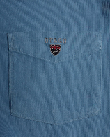 broderie côté cœur de la Chemise homme manches longues Velours Otago rugby cornet blue