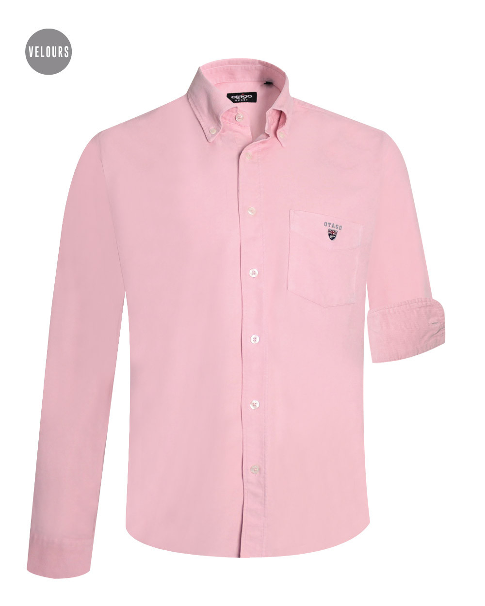 Chemise homme manches longues Velours Otago rugby old pink