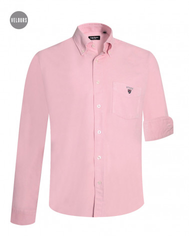 Chemise homme manches longues Velours Otago rugby old pink