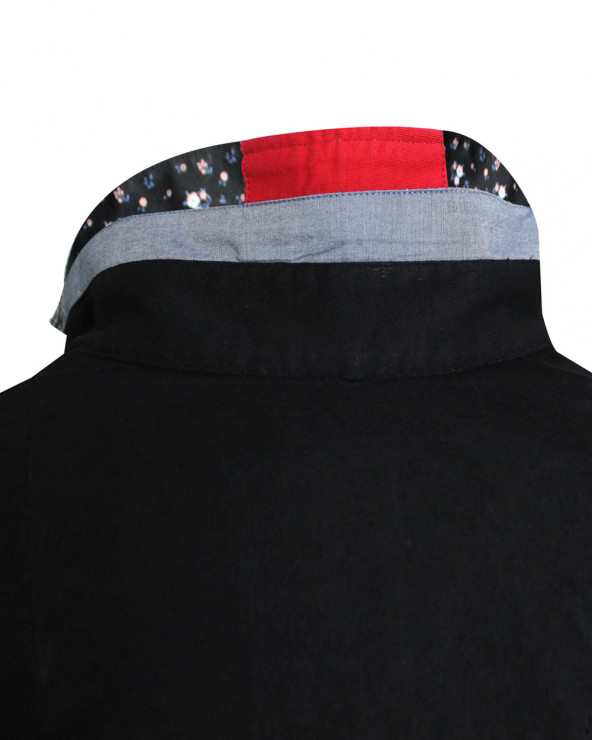 dos du col du Polo Tatoo manches longues Otago rugby noir pour homme