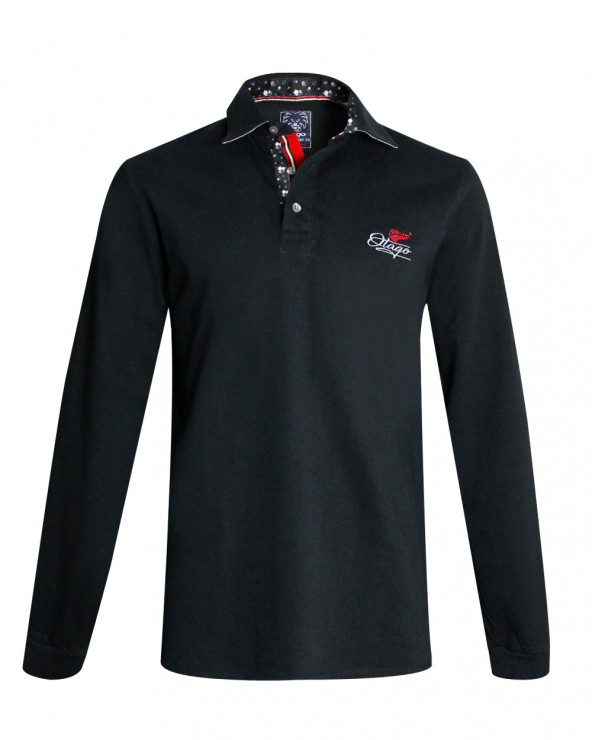 face du Polo Tatoo manches longues Otago rugby noir pour homme