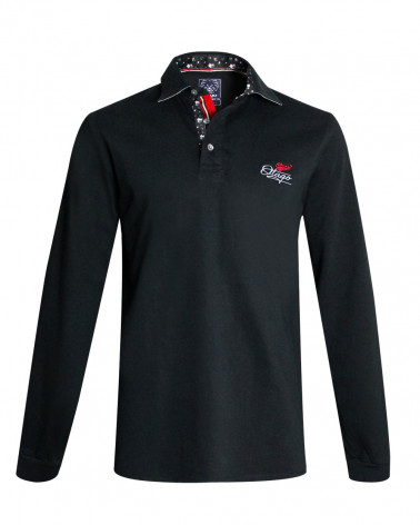 face du Polo Tatoo manches longues Otago rugby noir pour homme