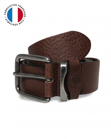 Ceinture Canubby Otago en cuir cognac fabriquée en France
