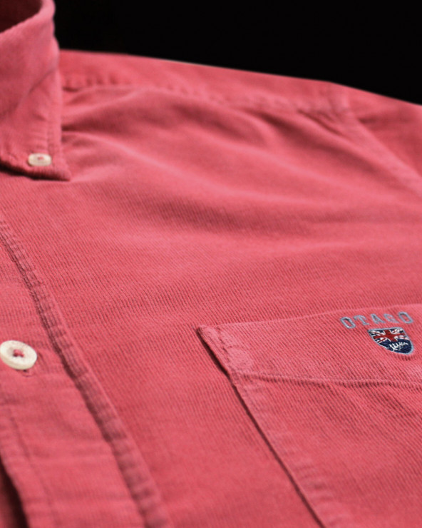 broderie de la Chemise velours homme manches longues Otago New rose