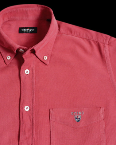 détail de la Chemise velours homme manches longues Otago New rose