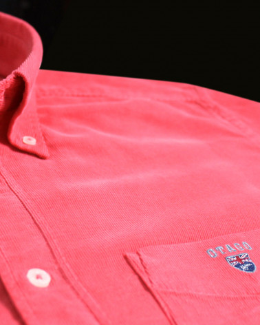 détail de la Chemise velours homme manches longues Otago orange tangerine