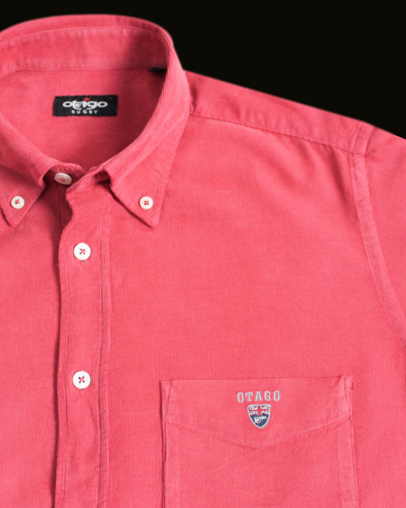 col de la Chemise velours homme manches longues Otago orange tangerine