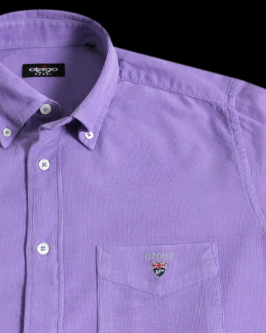 col de la Chemise velours homme manches longues Otago parme Amethyst