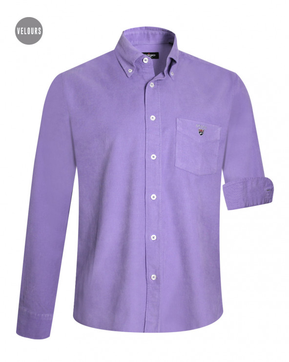 face de la Chemise velours homme manches longues Otago parme Amethyst