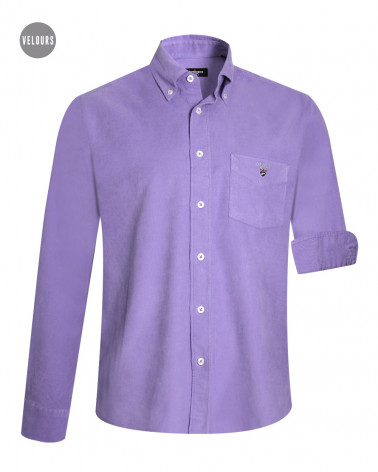 face de la Chemise velours homme manches longues Otago parme Amethyst